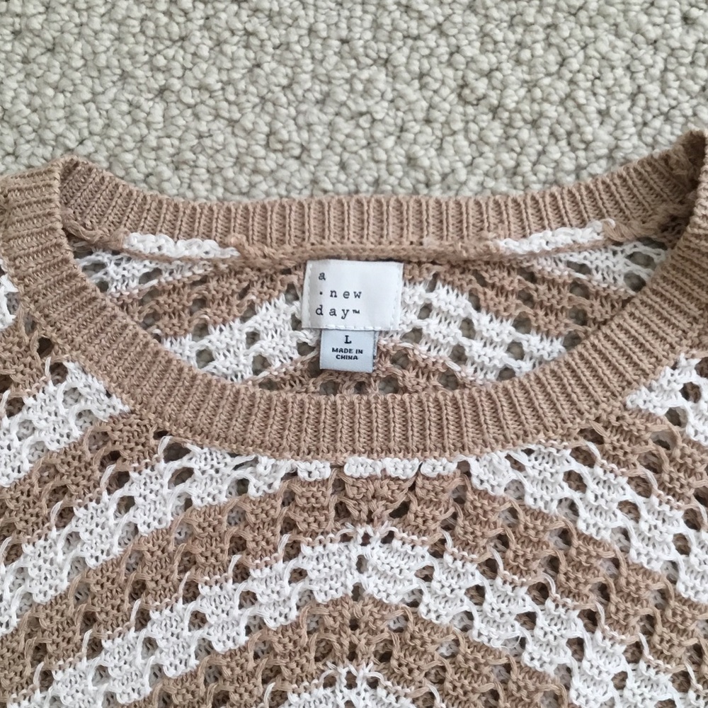 a new day Women's Tan and White Knit Sweater Vest - Picture 2 of 3